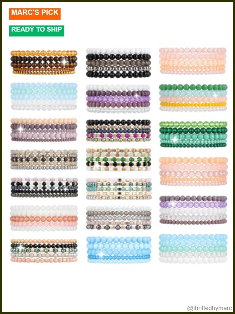 100 Pcs Boho Beaded Stretch Bracelets Set Stackable Layering